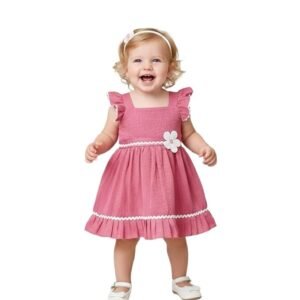 A.T.U.N. (ALL THINGS UBER NICE) Baby Girls Premium Cotton Embroidered Dress | Lightweight Comfortable Dress Party, Photoshoot, Birthday, Casual Outdoor Wear for Kids