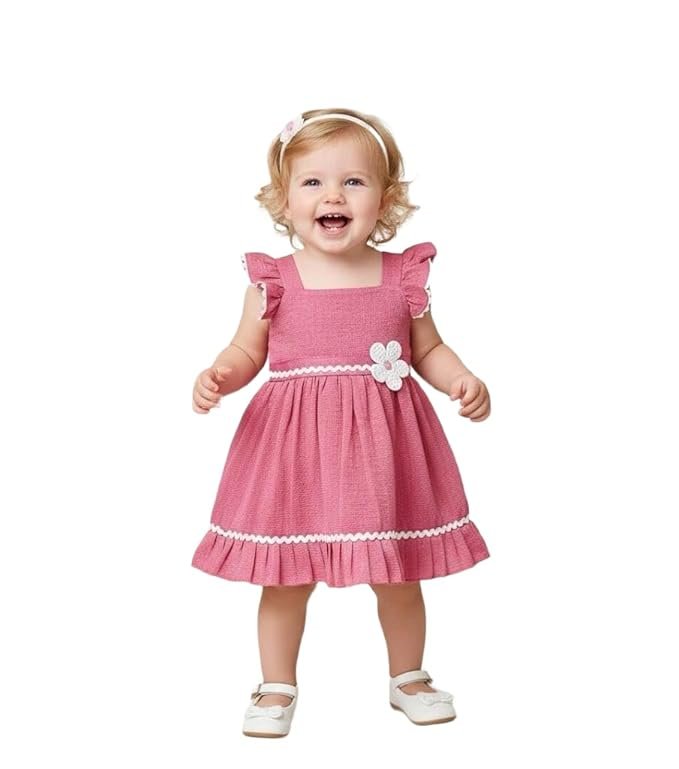 A.T.U.N. (ALL THINGS UBER NICE) Baby Girls Premium Cotton Embroidered Dress | Lightweight Comfortable Dress Party, Photoshoot, Birthday, Casual Outdoor Wear for Kids