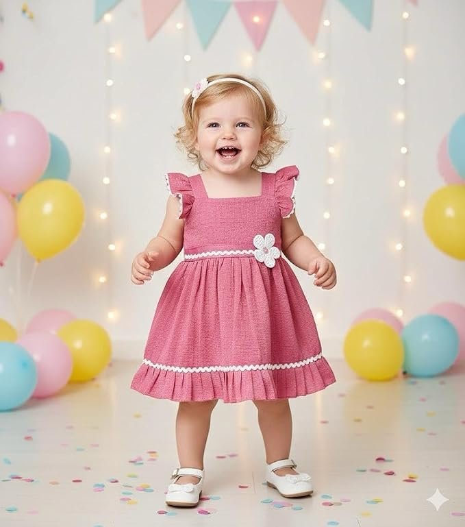A.T.U.N. (ALL THINGS UBER NICE) Baby Girls Premium Cotton Embroidered Dress | Lightweight Comfortable Dress Party, Photoshoot, Birthday, Casual Outdoor Wear for Kids - Image 4