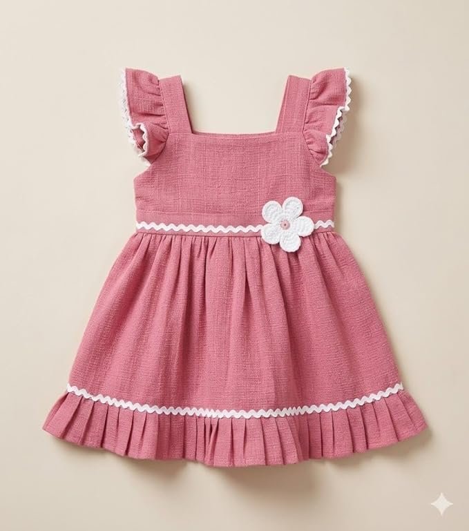 A.T.U.N. (ALL THINGS UBER NICE) Baby Girls Premium Cotton Embroidered Dress | Lightweight Comfortable Dress Party, Photoshoot, Birthday, Casual Outdoor Wear for Kids - Image 3