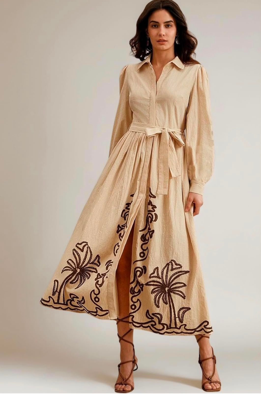 SMOWKLY Cotton Blend Women's Casual Dress Mid-Length Maxi Dress for Woman