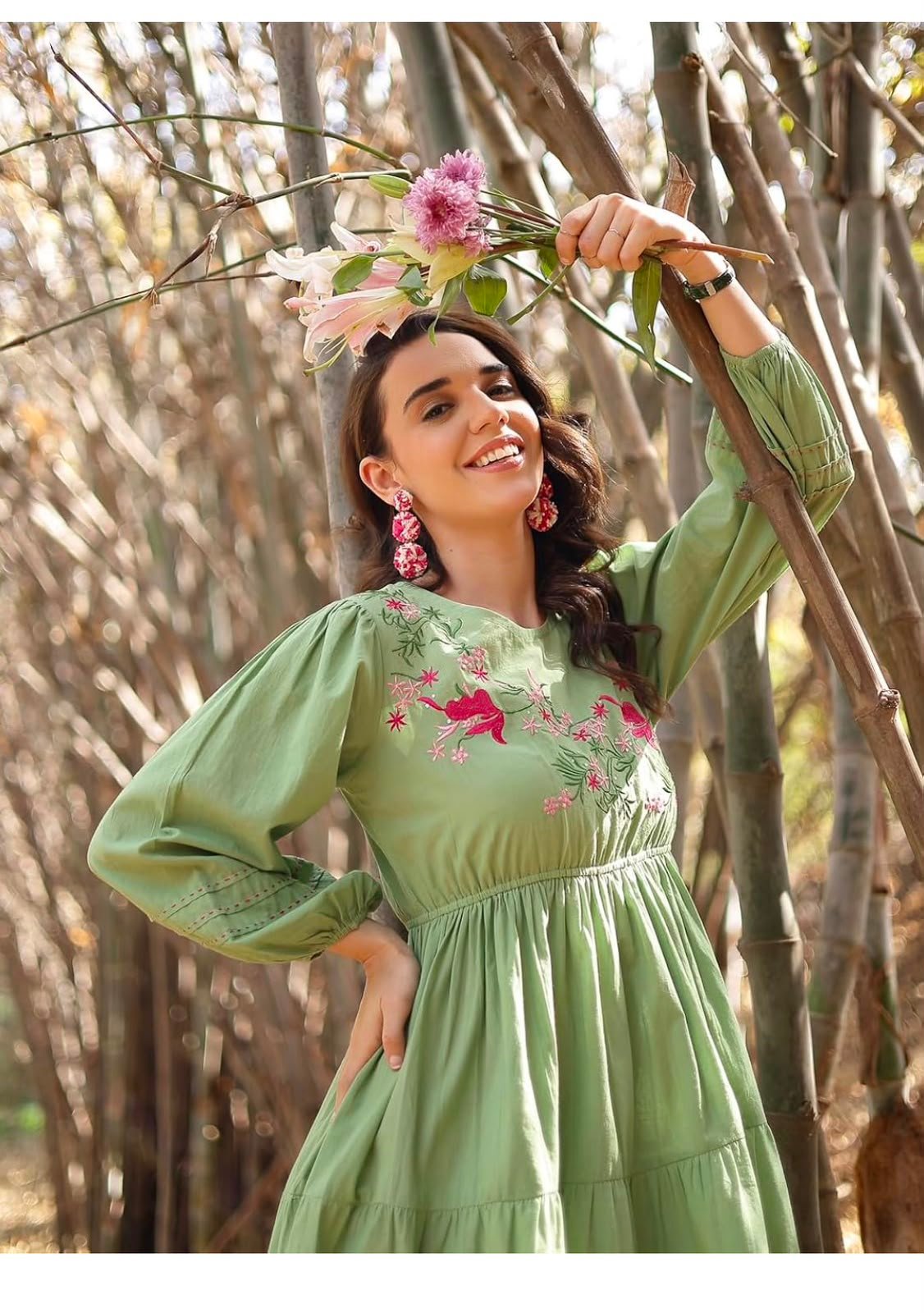Stylum Women's Solid & Embroidered Cotton Tiered Dress - Image 2
