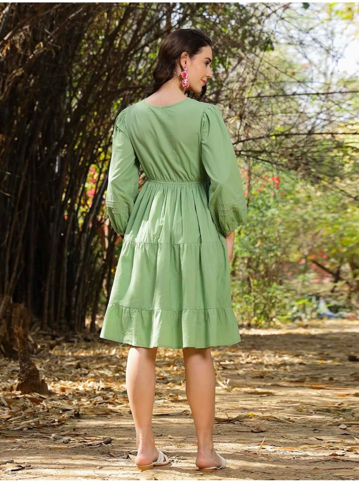 Stylum Women's Solid & Embroidered Cotton Tiered Dress - Image 3