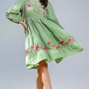 Stylum Women's Solid & Embroidered Cotton Tiered Dress